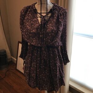 Monique Lhullier Floral Black Mini Dress